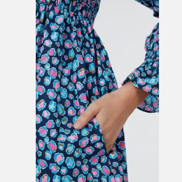 Cotton navy Lilly Pulitzer Beyond Beyonca Long Sleeve Smocked Babydoll Dress  XL - Picture 15 of 16